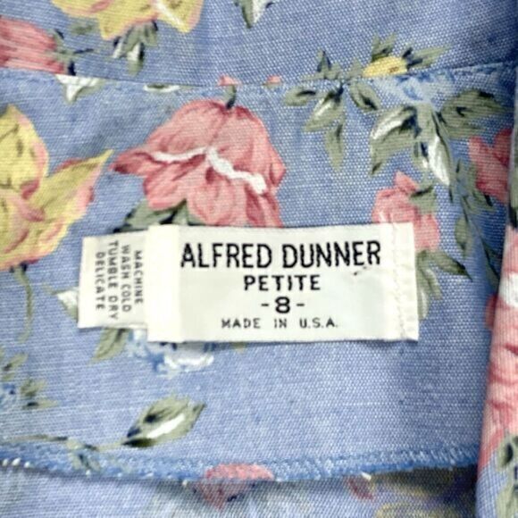 Alfred Dunner Linen Blazer Womens Sz 8 Blue Pink Floral Print 3/4 Sleeve Jacket - Picture 16 of 16